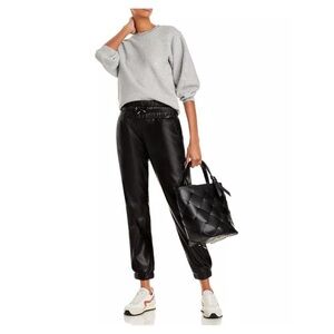 JOIE • Wadley Faux Leather Jogger Pant in Caviar